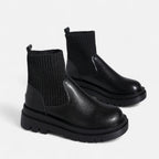 Elegant Block Heel Ankle Boots - Slip-On Design, Casual, Office