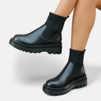 Elegant Block Heel Ankle Boots - Slip-On Design, Casual, Office