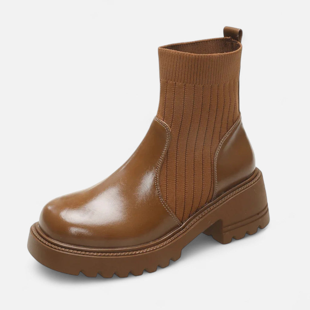 Elegant Block Heel Ankle Boots - Slip-On Design, Casual, Office