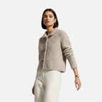 Elegant Knit Cardigan with Floral Buttons for Women – Casual, Office
