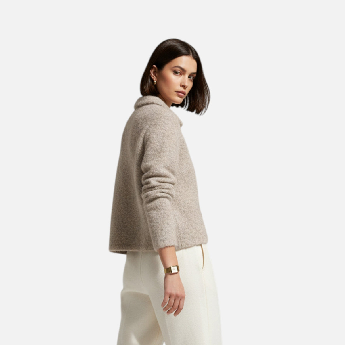 Elegant Knit Cardigan with Floral Buttons for Women – Casual, Office