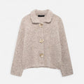 Elegant Knit Cardigan with Floral Buttons for Women – Casual, Office
