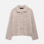 Elegant Knit Cardigan with Floral Buttons for Women – Casual, Office