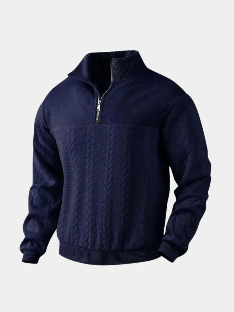 Elegant Men's Quarter-Zip Sweater – Casual Wear, Office Style