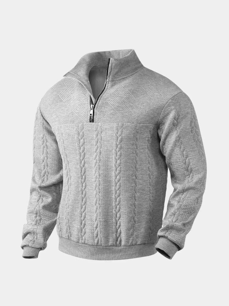 Elegant Men's Quarter-Zip Sweater – Casual Wear, Office Style