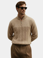 Elegant Men's Quarter-Zip Sweater – Casual Wear, Office Style