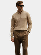 Elegant Men's Quarter-Zip Sweater – Casual Wear, Office Style