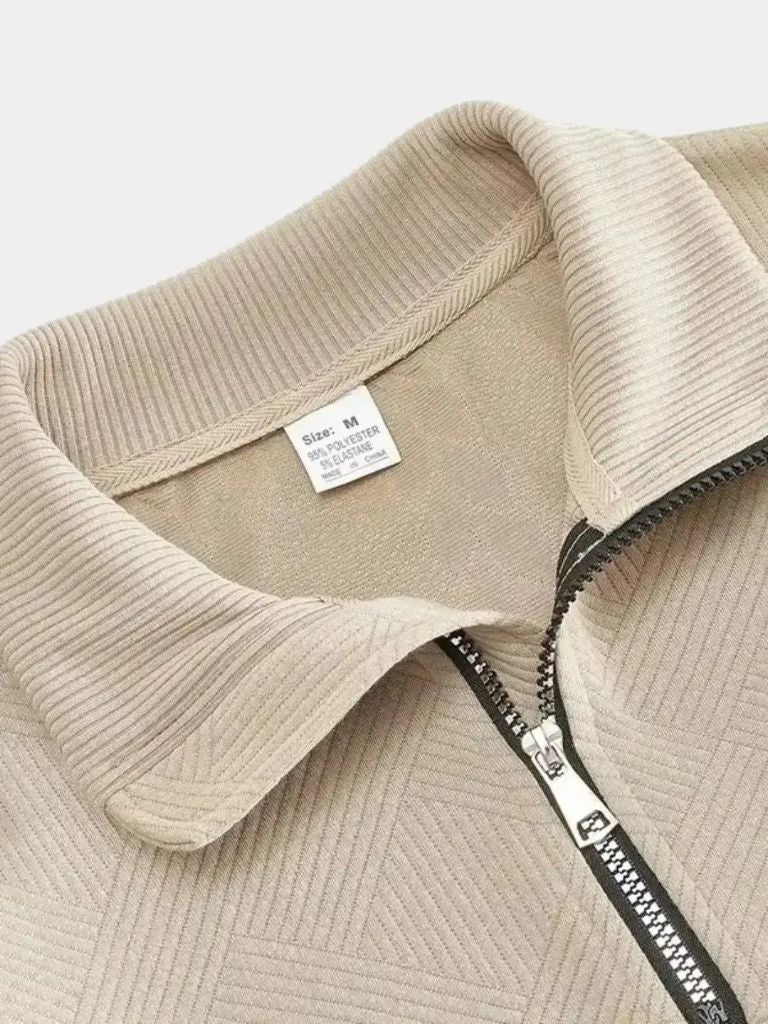 Elegant Men's Quarter-Zip Sweater – Casual Wear, Office Style