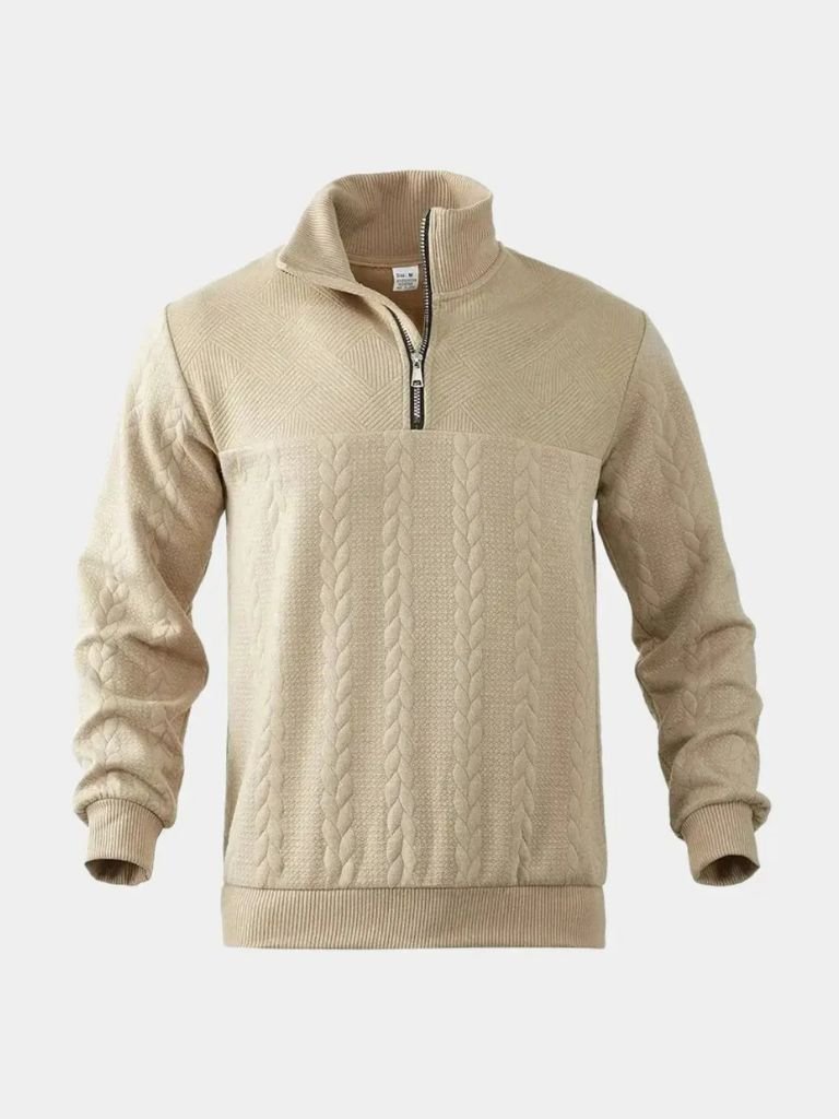 Elegant Men's Quarter-Zip Sweater – Casual Wear, Office Style