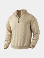Elegant Men's Quarter-Zip Sweater – Casual Wear, Office Style