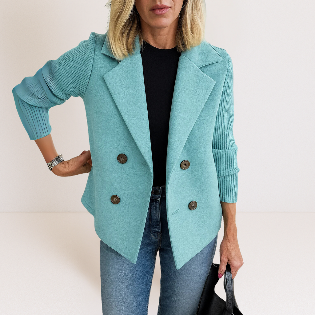 Elegant Women's Casual Blazer with Double-Breasted Closure – Office, Everyday Wear