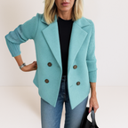 Elegant Women's Casual Blazer with Double-Breasted Closure – Office, Everyday Wear