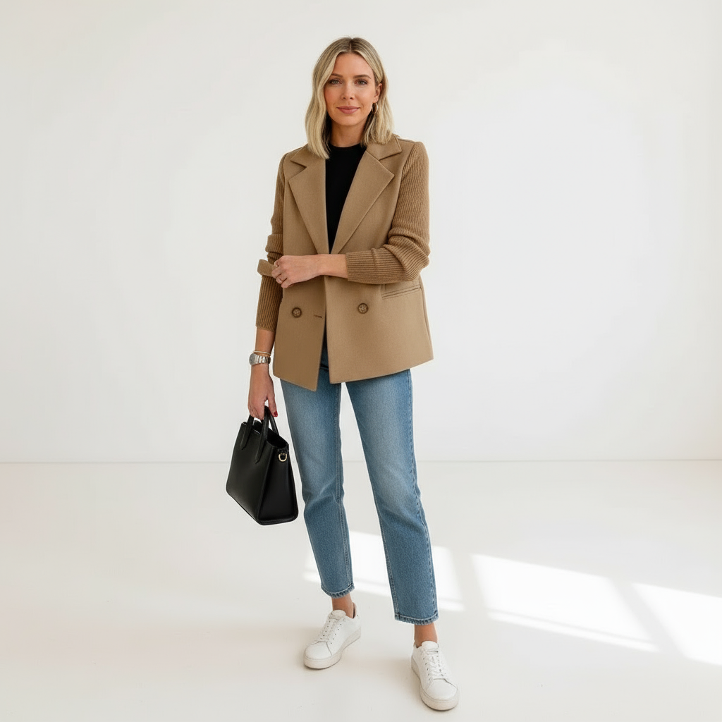 Elegant Women's Casual Blazer with Double-Breasted Closure – Office, Everyday Wear