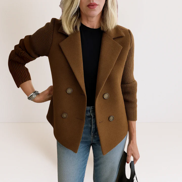 Elegant Women's Casual Blazer with Double-Breasted Closure – Office, Everyday Wear