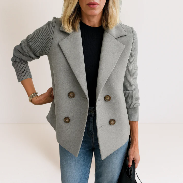Elegant Women's Casual Blazer with Double-Breasted Closure – Office, Everyday Wear