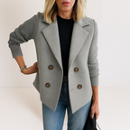 Elegant Women's Casual Blazer with Double-Breasted Closure – Office, Everyday Wear