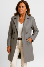 Elegant Women's Coat - Classic Cut, Button Closure – Office, Casual