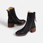 Elegant Women's Flat Boots with Round Toe – Casual, Everyday Wear