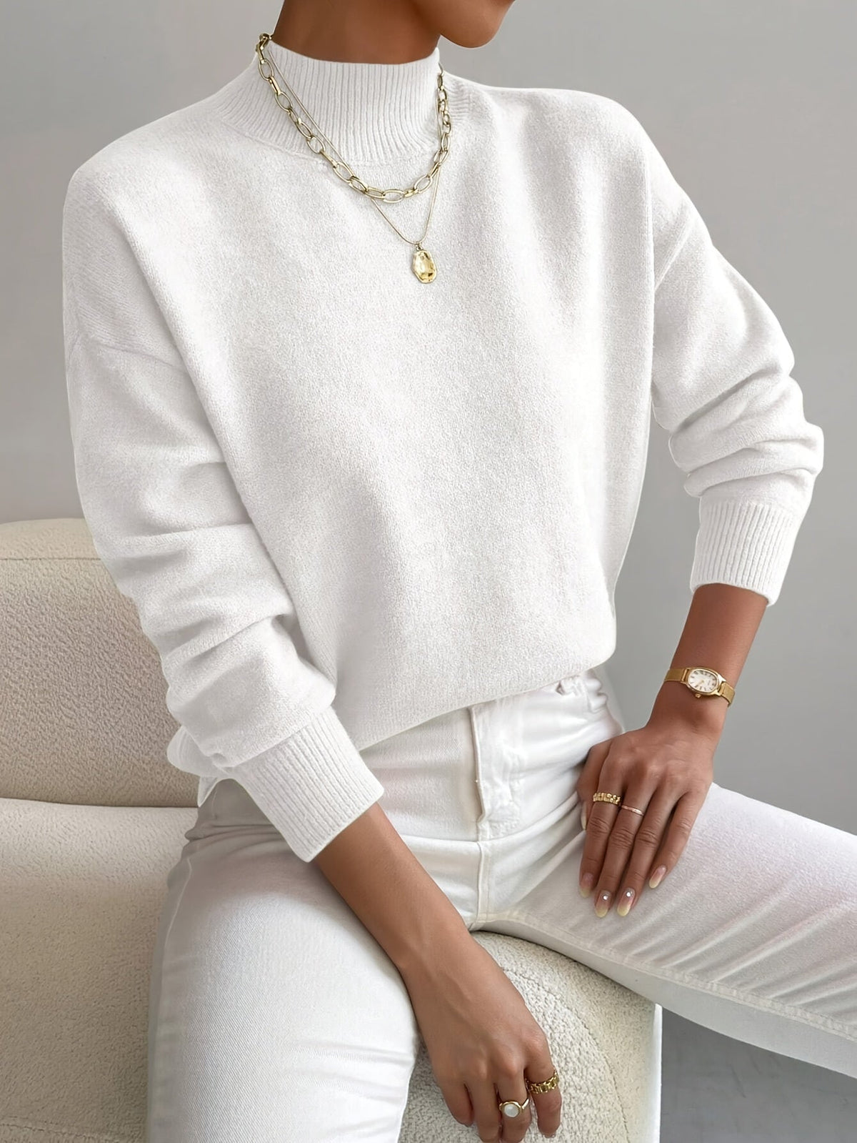 Elegant Women's Turtleneck Sweater - Soft Knit, Stylish Winter Looks – Casual, Office