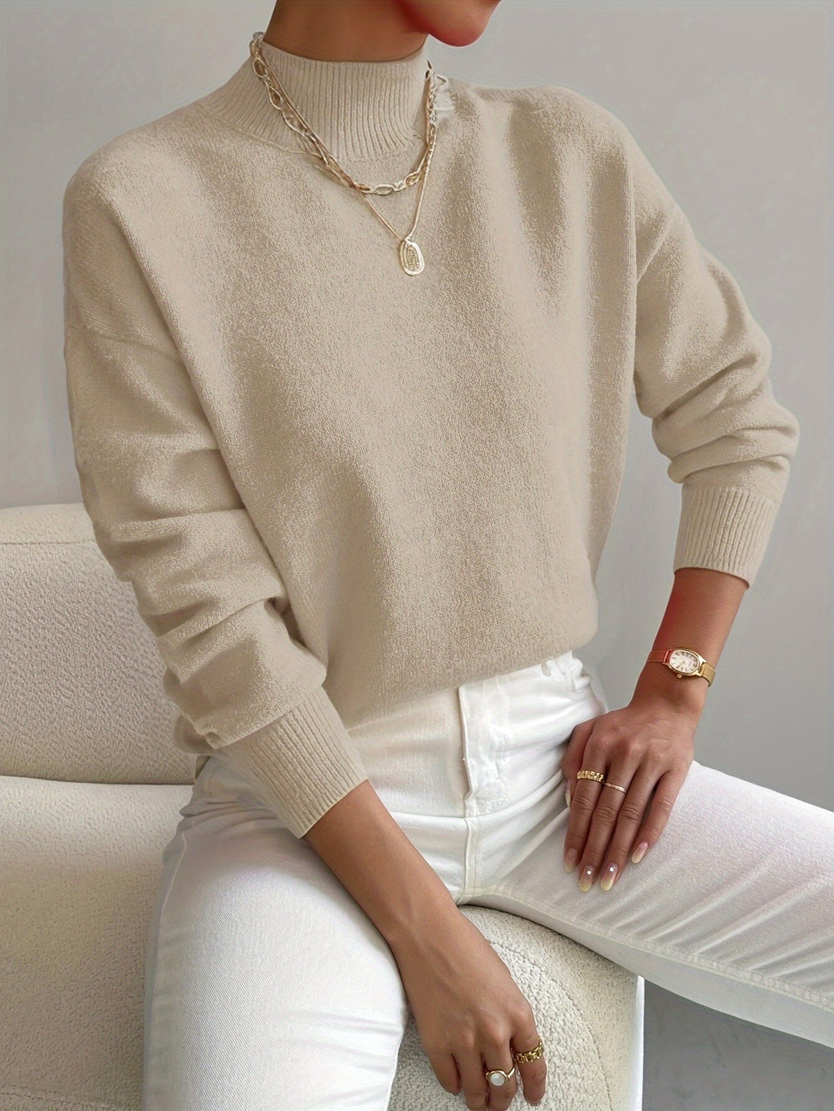 Elegant Women's Turtleneck Sweater - Soft Knit, Stylish Winter Looks – Casual, Office
