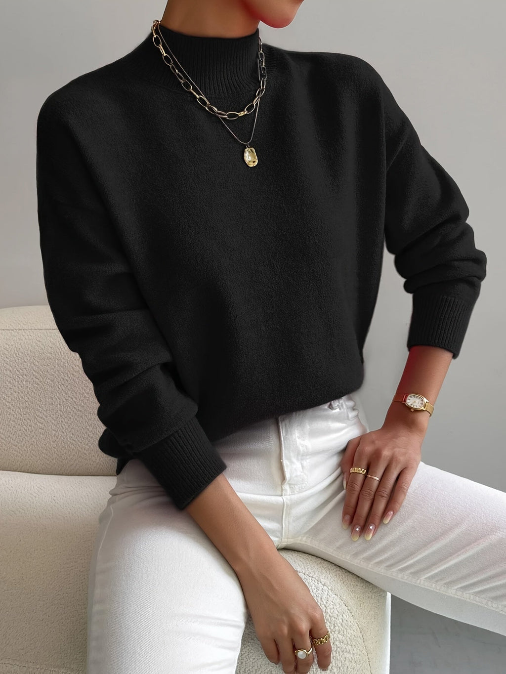 Elegant Women's Turtleneck Sweater - Soft Knit, Stylish Winter Looks – Casual, Office