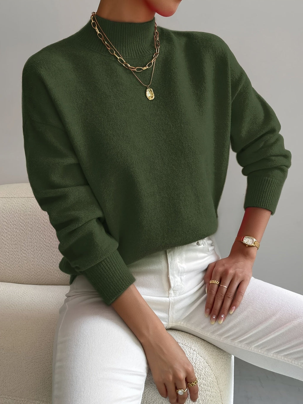 Elegant Women's Turtleneck Sweater - Soft Knit, Stylish Winter Looks – Casual, Office