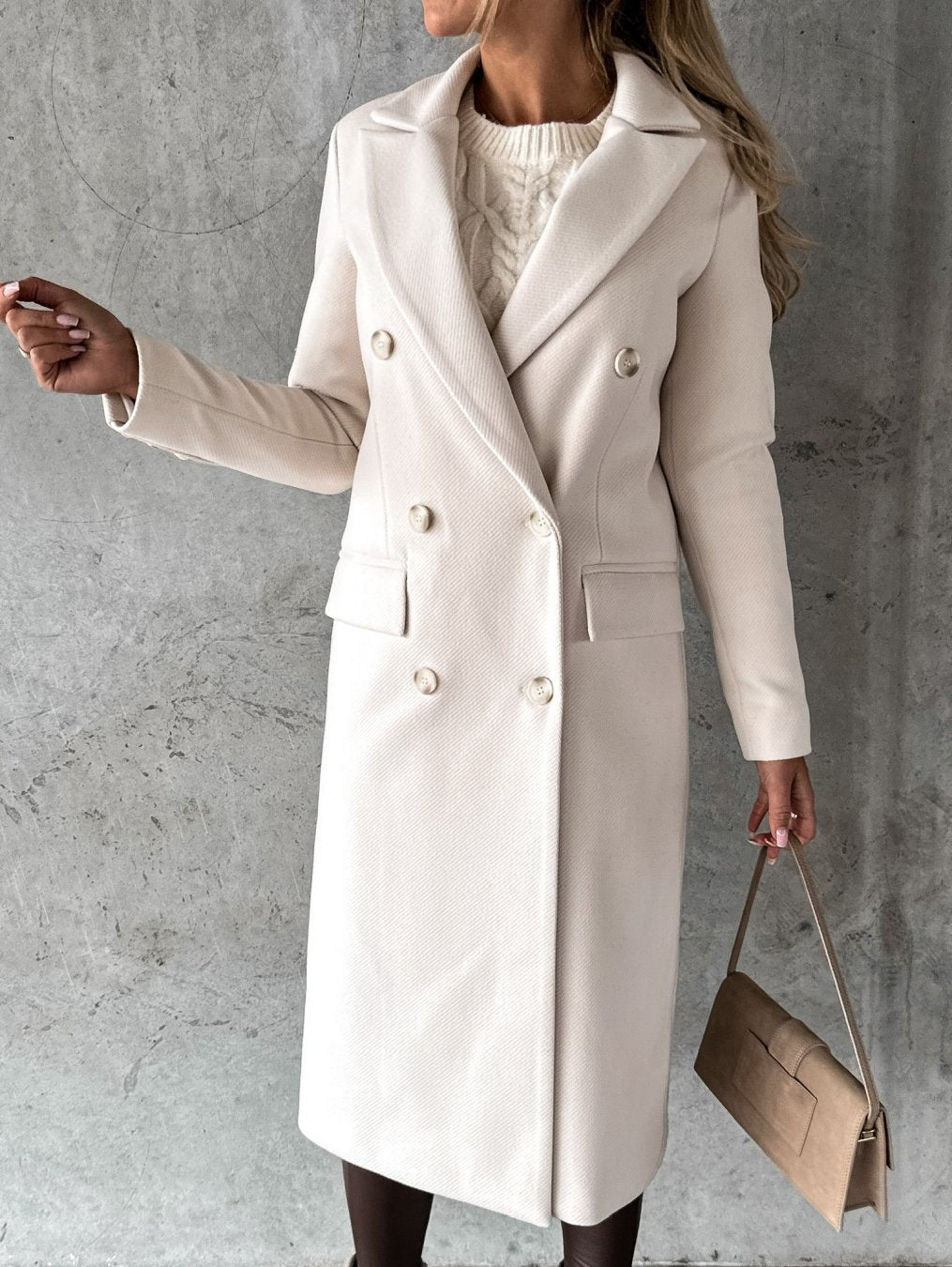 Elegant Women's Winter Coat Wool Blend – Warm, Fitted, Office, Casual