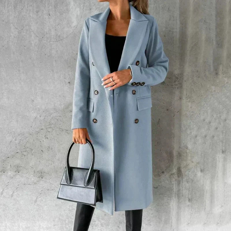Elegant Women's Winter Coat Wool Blend – Warm, Fitted, Office, Casual