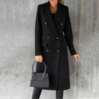 Elegant Women's Winter Coat Wool Blend – Warm, Fitted, Office, Casual