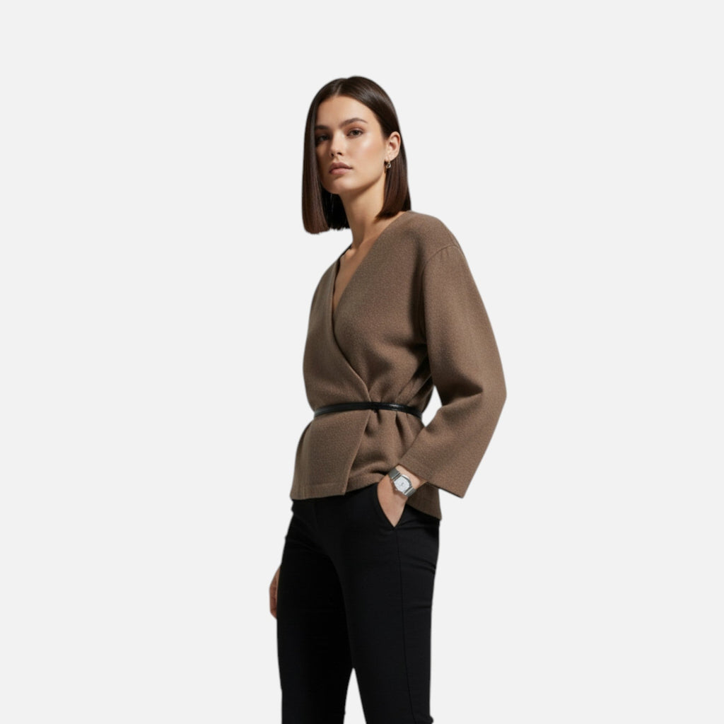 Elegant Wrap Sweater for Women – Casual Wear, Layering