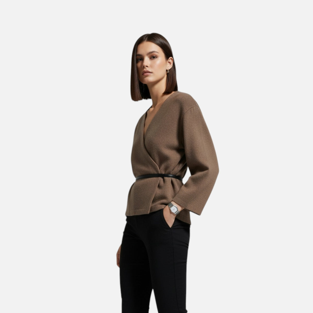 Elegant Wrap Sweater for Women – Casual Wear, Layering