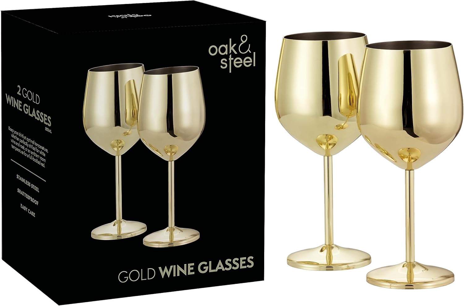 Elegante Gold Edelstahl Weingläser mit bruchsicherem Design – Zuhause, Garten