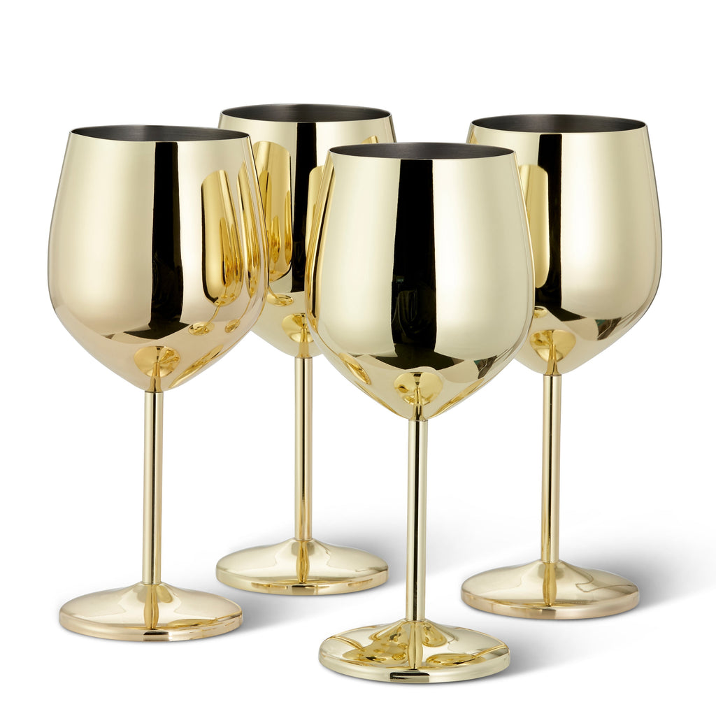 Elegante Gold Edelstahl Weingläser mit bruchsicherem Design – Zuhause, Garten