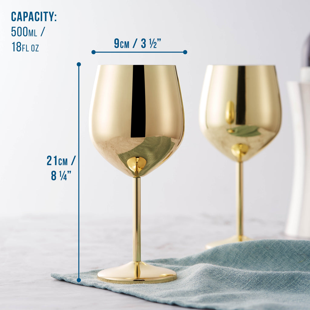 Elegante Gold Edelstahl Weingläser mit bruchsicherem Design – Zuhause, Garten
