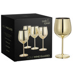 Elegante Gold Edelstahl Weingläser mit bruchsicherem Design – Zuhause, Garten