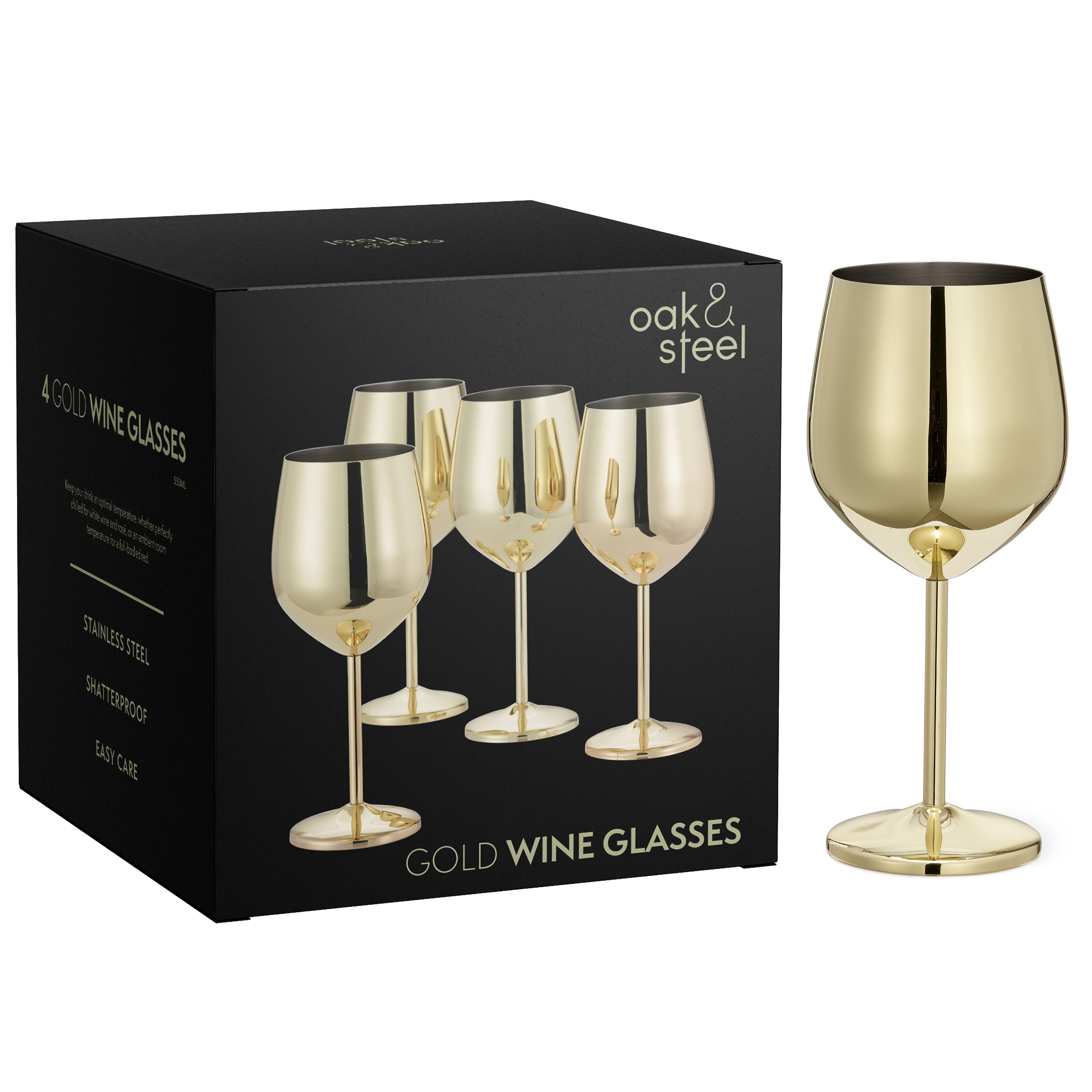 Elegante Gold Edelstahl Weingläser mit bruchsicherem Design – Zuhause, Garten
