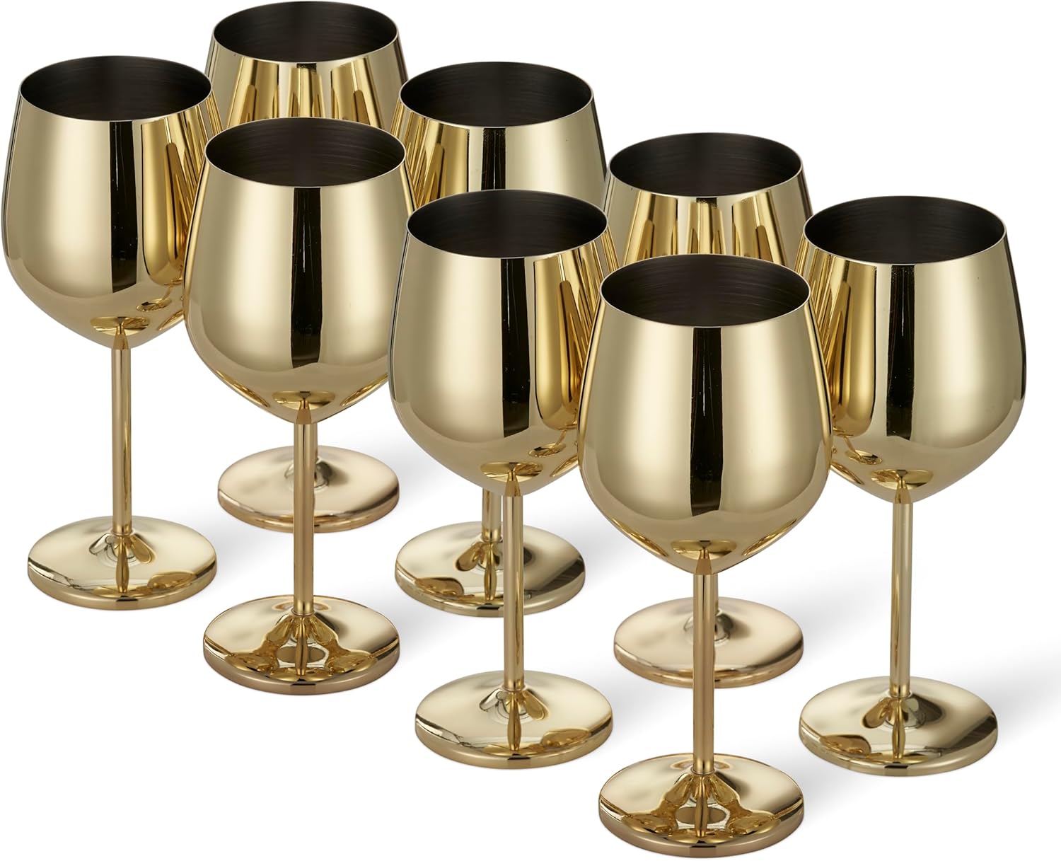 Elegante Gold Edelstahl Weingläser mit bruchsicherem Design – Zuhause, Garten