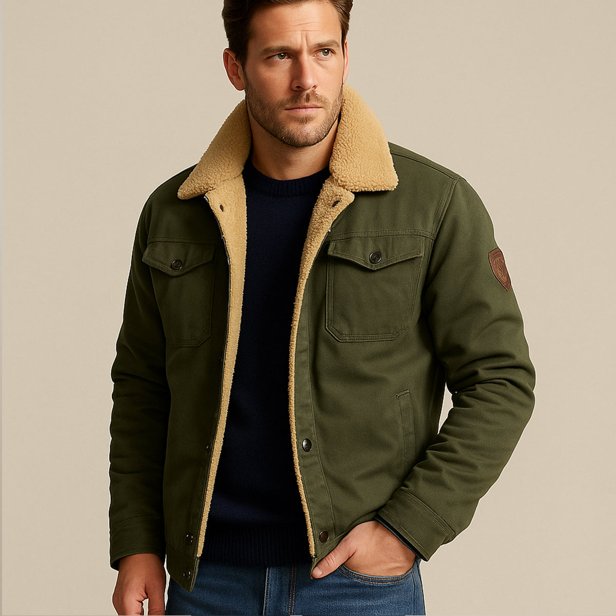 Fleece-Lined Men's Winter Coat – Outdoor, Casual