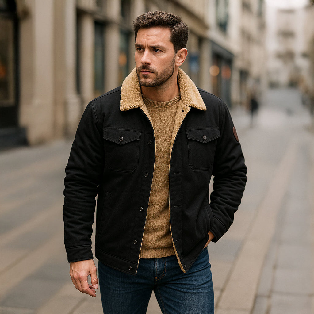Fleece-Lined Men's Winter Coat – Outdoor, Casual