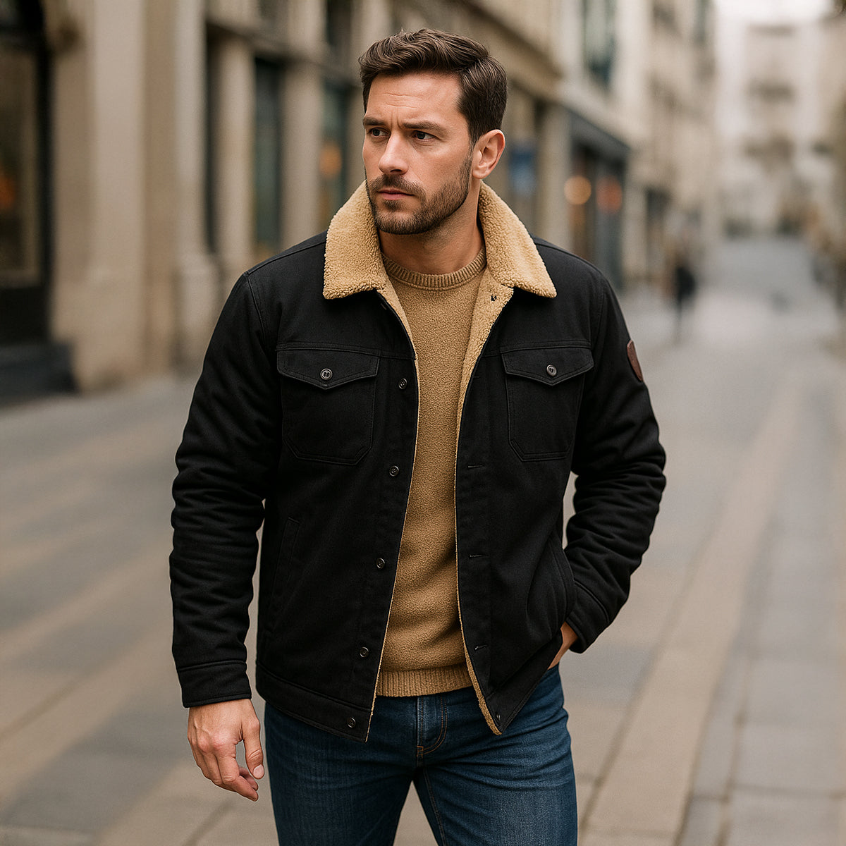 Fleece-Lined Men's Winter Coat – Outdoor, Casual