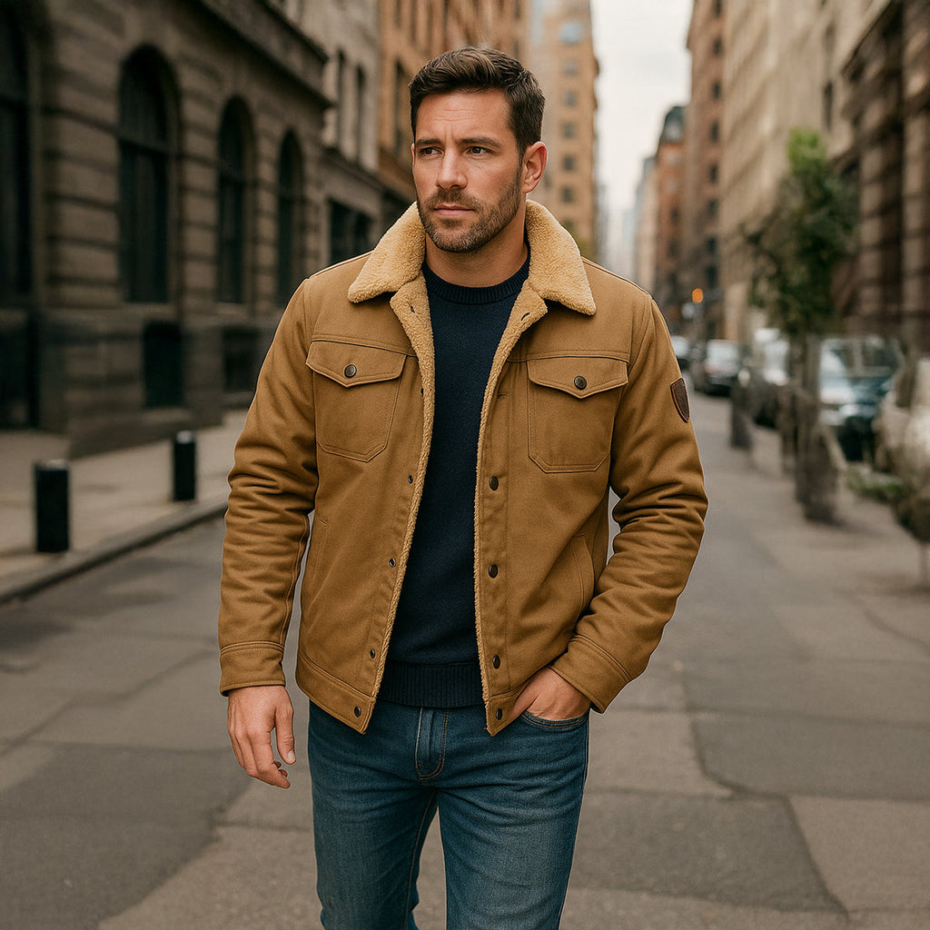 Fleece-Lined Men's Winter Coat – Outdoor, Casual
