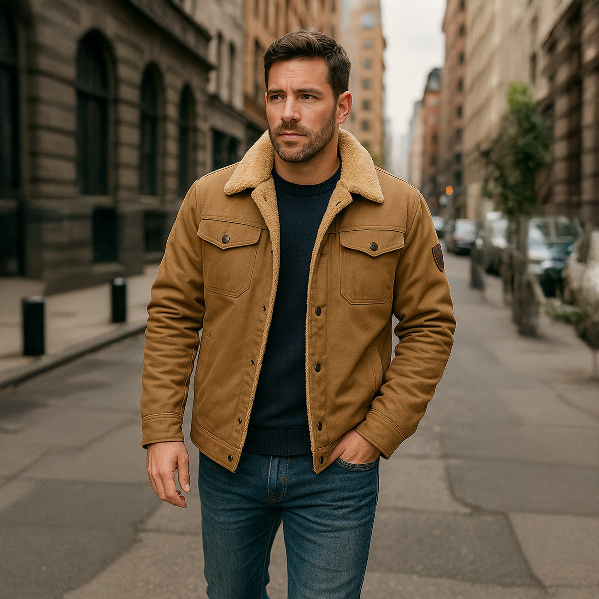 Fleece-Lined Men's Winter Coat – Outdoor, Casual