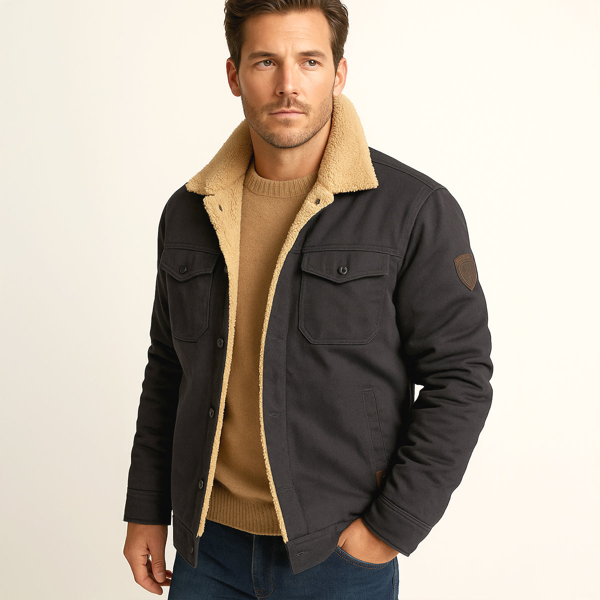 Fleece-Lined Men's Winter Coat – Outdoor, Casual
