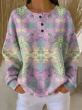 Floral Pattern Women's Sweater – Casual Wear, Cozy Style