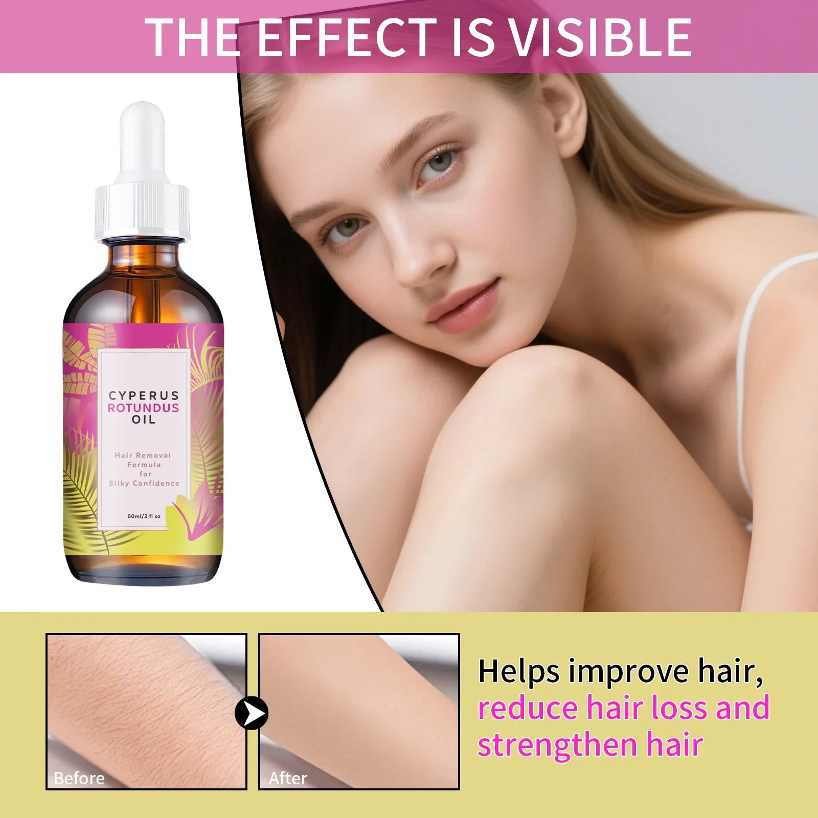 Hair Removal Oil 60ml Natural Jojoba Almond Oil – Smooth Skin, All Skin Types