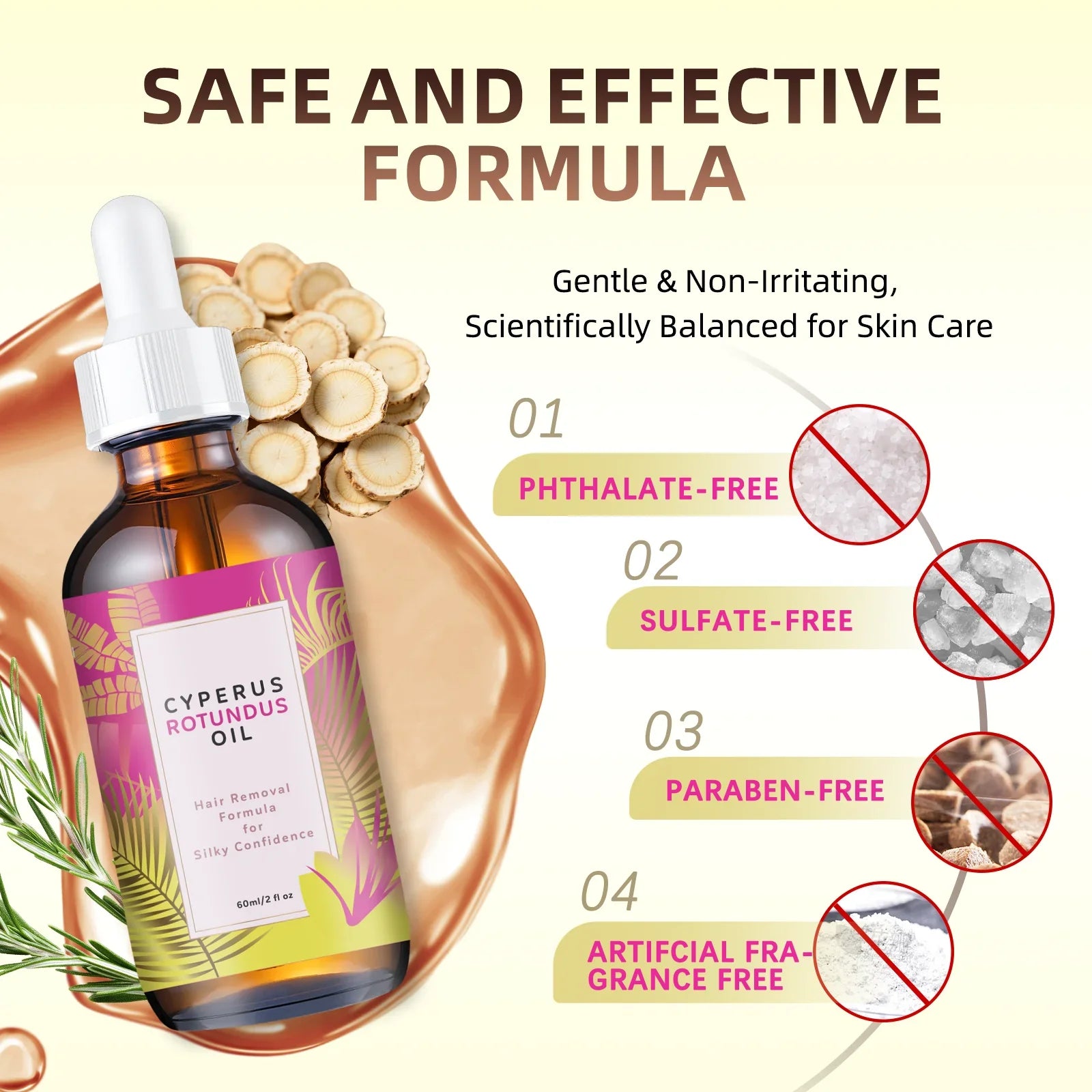 Hair Removal Oil 60ml Natural Jojoba Almond Oil – Smooth Skin, All Skin Types