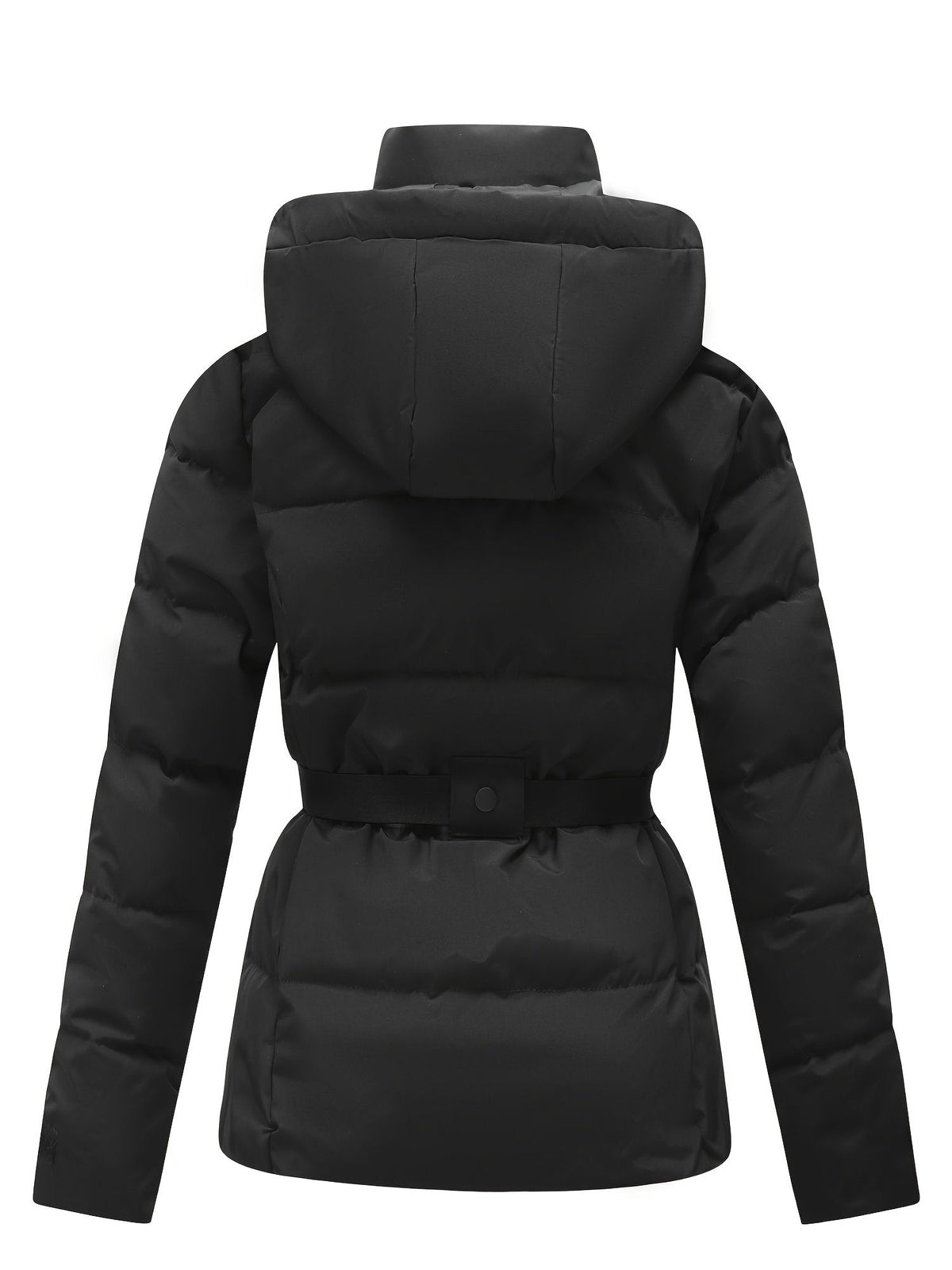 Hooded Padded Coat for Women with Belt – Casual Wear, Winter Fashion