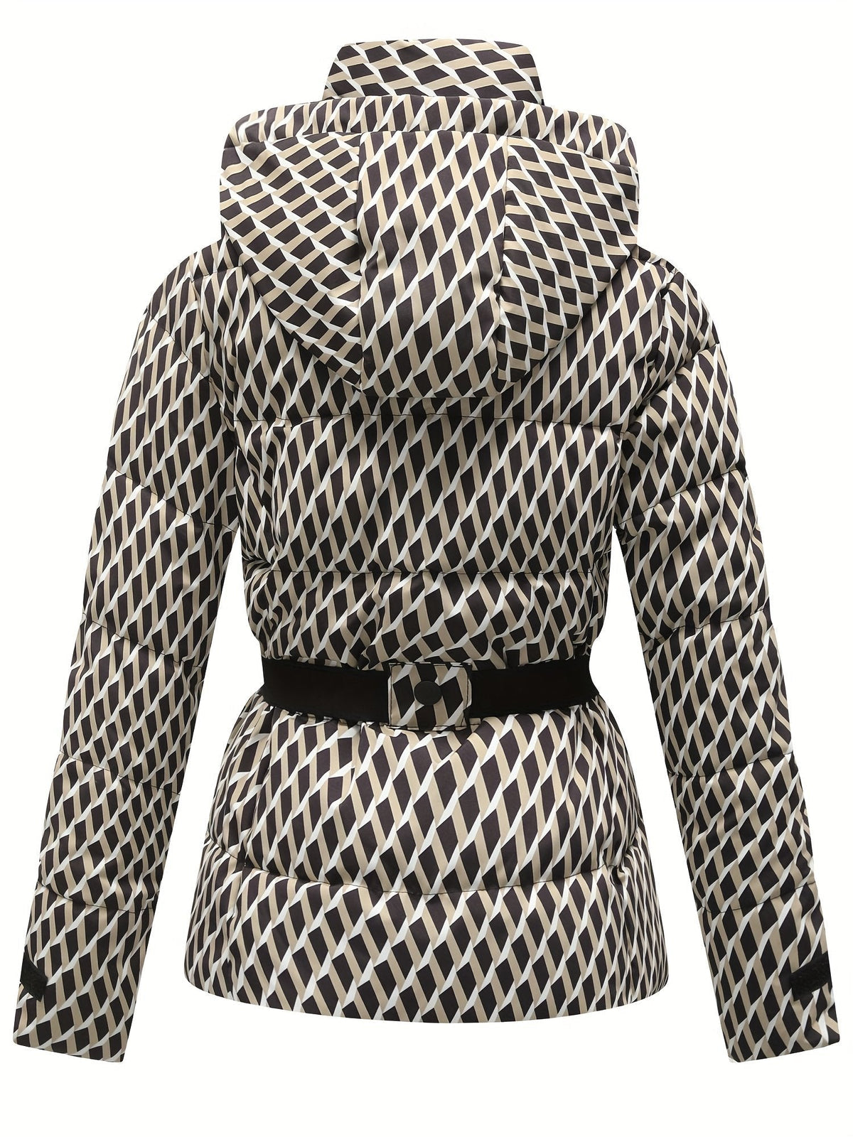 Hooded Padded Coat for Women with Belt – Casual Wear, Winter Fashion