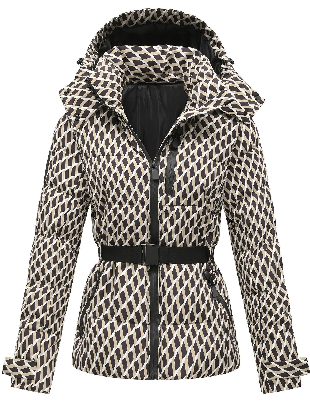 Hooded Padded Coat for Women with Belt – Casual Wear, Winter Fashion