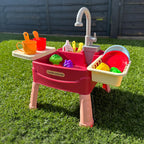 Interactive Kids Sink Playset with Water Faucet & 19 Accessories – Role Play, Learning Fun